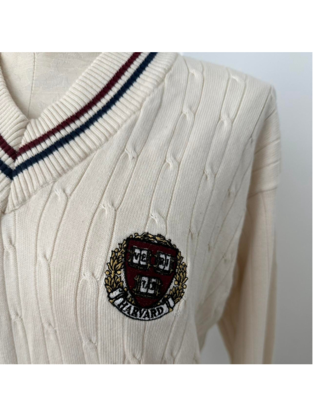 The Coop Harvard Seal Cable Knit Cricket Sweater - Size XL - Picture 2 of 5